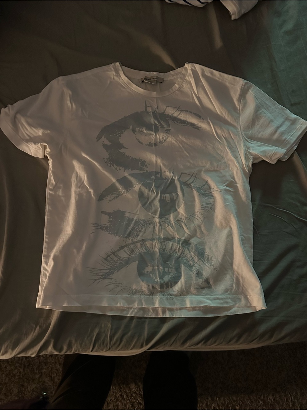 Paloma Wool White Short-Sleeve T-Shirt with Stacked Eye Graphic